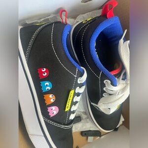 NEW Heelys Kids Black and Blue Pacman Sneakers with Colorful Graphics